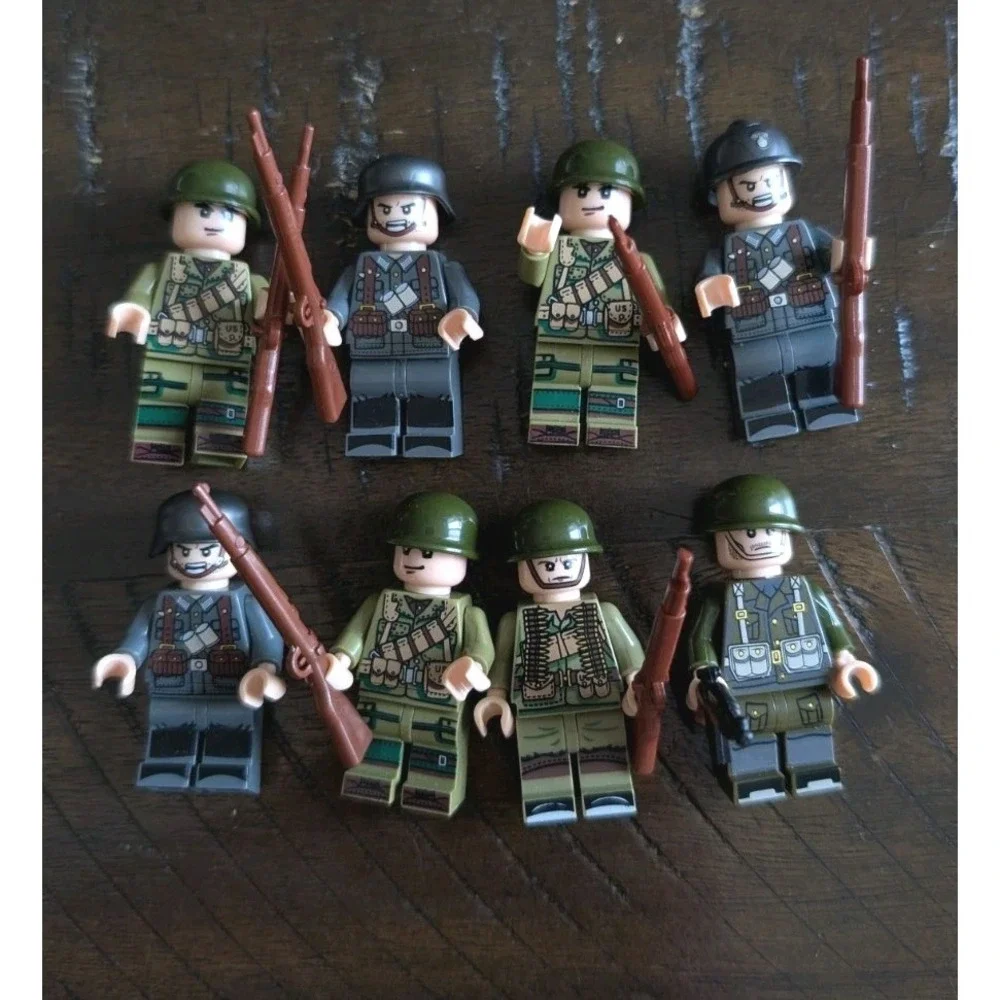 Bricks Buliding WW2 USA Uniform Soldiers Camo United States Lego-like